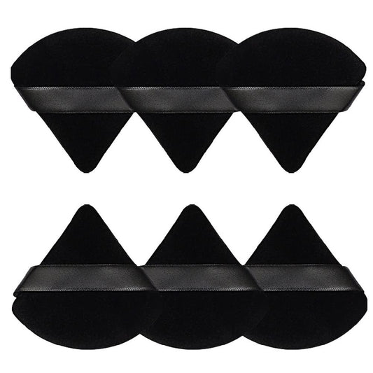 6 Pcs Powder Puff Face Soft Triangle Makeup Puff Velour Makeup Sponge Beauty Blender for Loose Powder (Black)