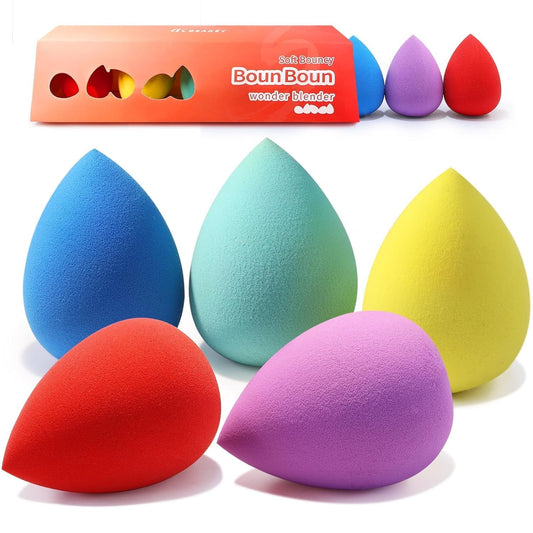 Makeup Sponge Set 5 Pack Micro Porous Low Absorption Soft Latex Free Foundation Beauty Sponges & Blenders for Powder Cream
