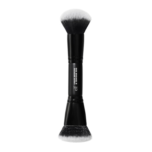 Liquid Bronzer & Contour Duo Brush, Silky Highly Pigmented Formula with Dual-Ended Makeup Brush, Synthetic Bristles, 100% Vegan and Cruelty-Free