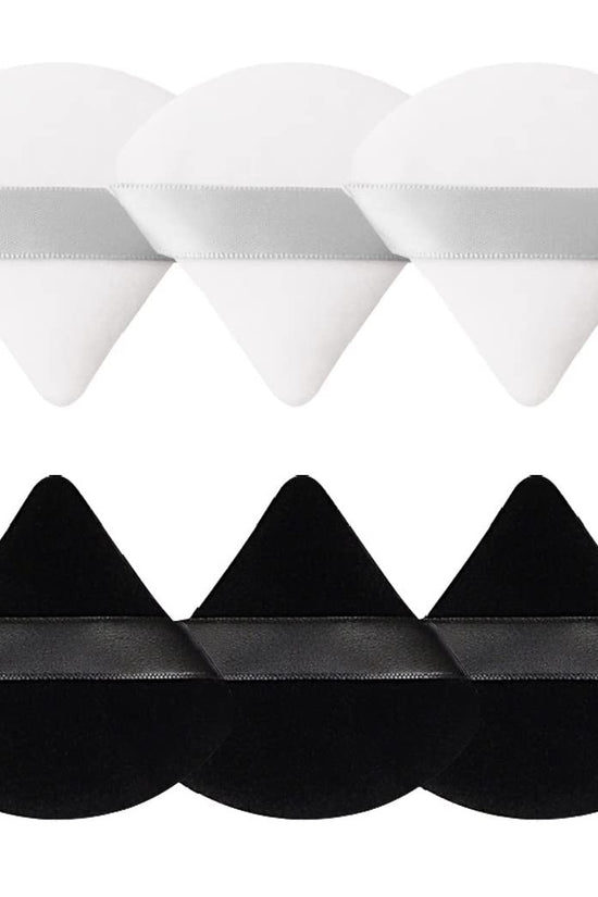 6 Pcs Powder Puff Face Soft Triangle Makeup Puff Velour Makeup Sponge Beauty Blender for Loose Powder (Black)