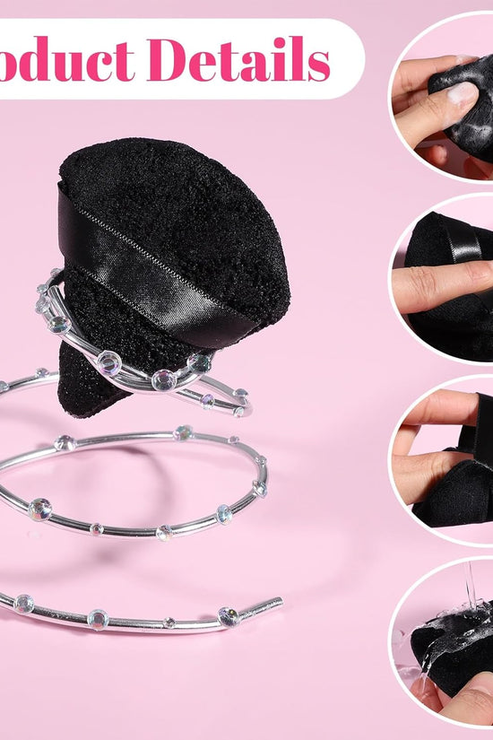 6 Pcs Powder Puff Face Soft Triangle Makeup Puff Velour Makeup Sponge Beauty Blender for Loose Powder (Black)