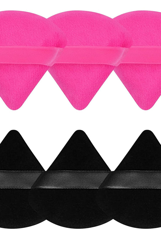 6 Pcs Powder Puff Face Soft Triangle Makeup Puff Velour Makeup Sponge Beauty Blender for Loose Powder (Black)
