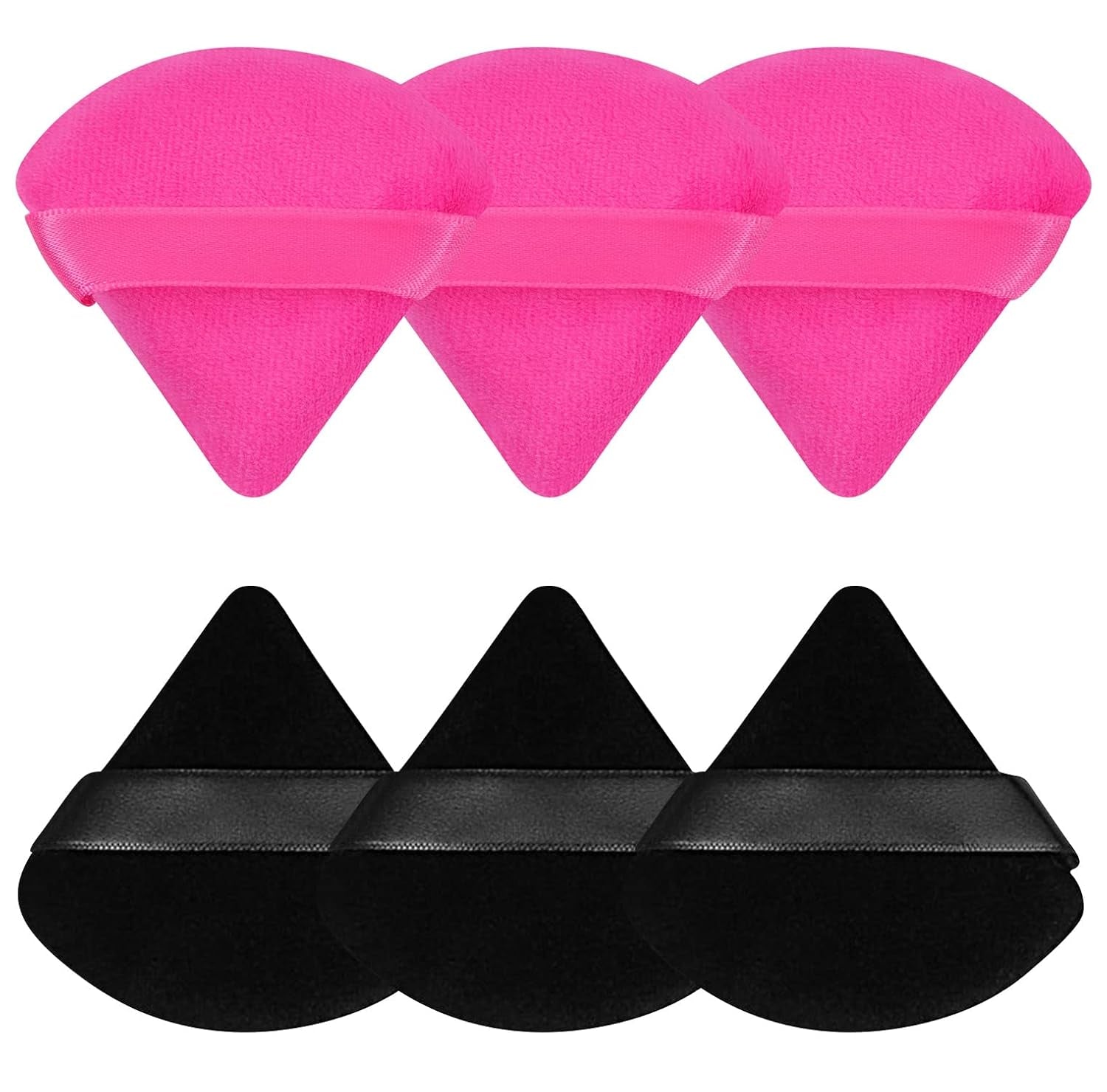 6 Pcs Powder Puff Face Soft Triangle Makeup Puff Velour Makeup Sponge Beauty Blender for Loose Powder (Black)