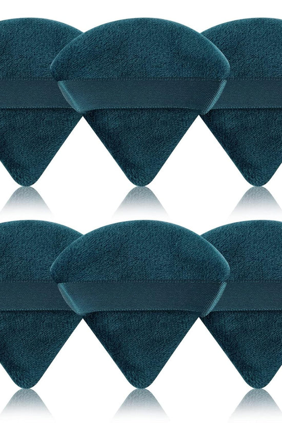 6 Pcs Powder Puff Face Soft Triangle Makeup Puff Velour Makeup Sponge Beauty Blender for Loose Powder (Black)