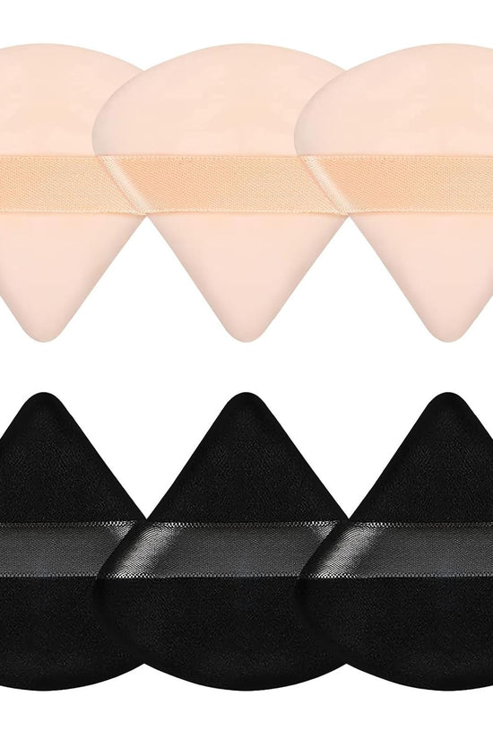 6 Pcs Powder Puff Face Soft Triangle Makeup Puff Velour Makeup Sponge Beauty Blender for Loose Powder (Black)