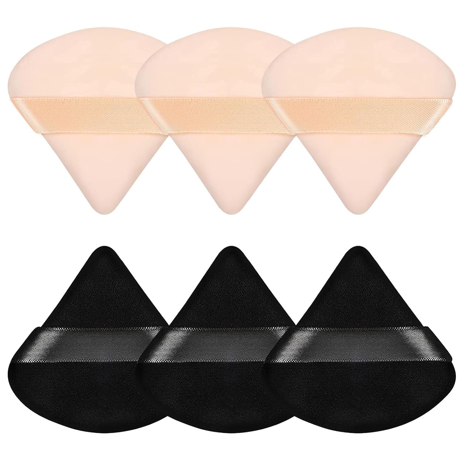 6 Pcs Powder Puff Face Soft Triangle Makeup Puff Velour Makeup Sponge Beauty Blender for Loose Powder (Black)