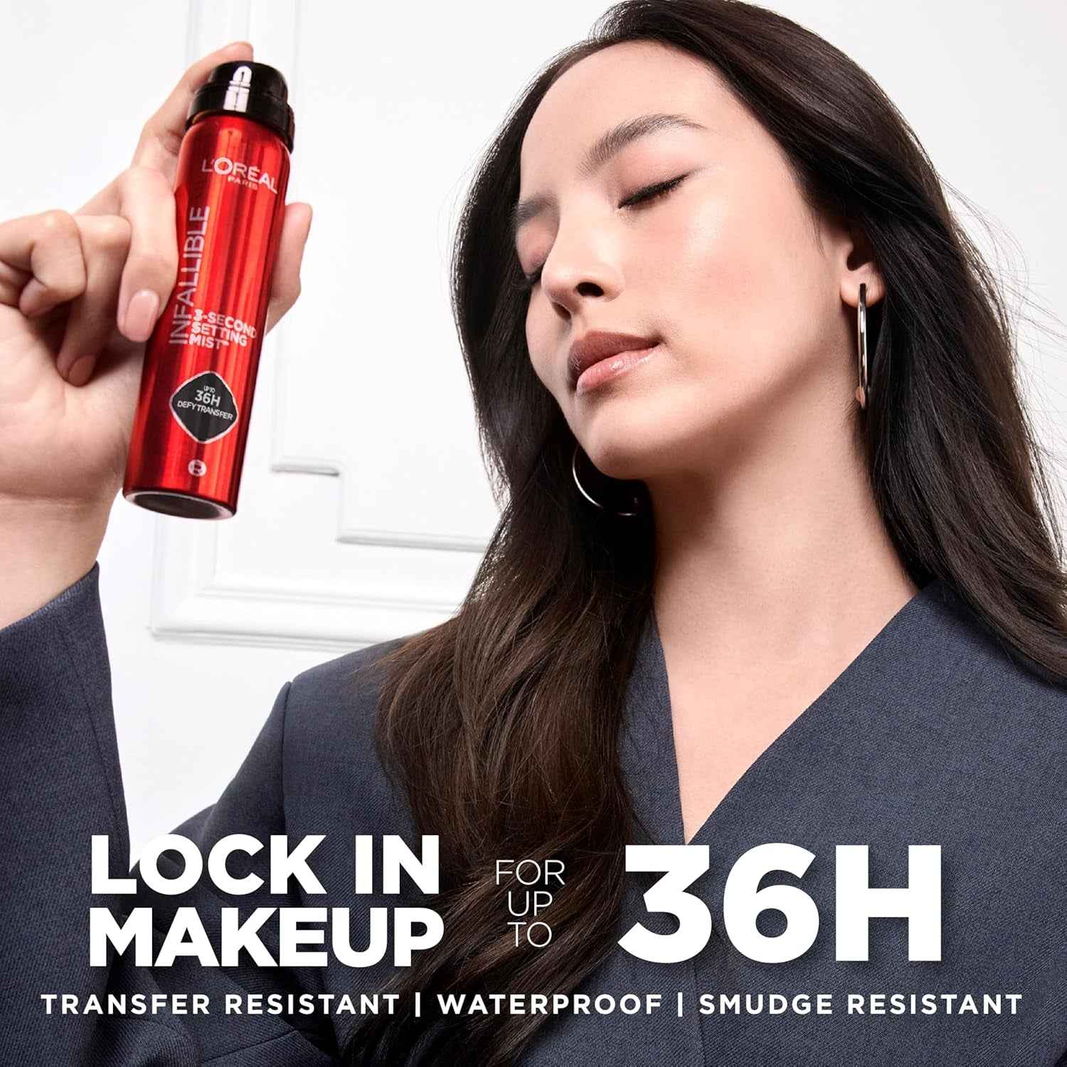 Infallible 3-Second Setting Spray Mist, Microfine Mist for up to 36HR Wear, Clear, 1.76 Oz