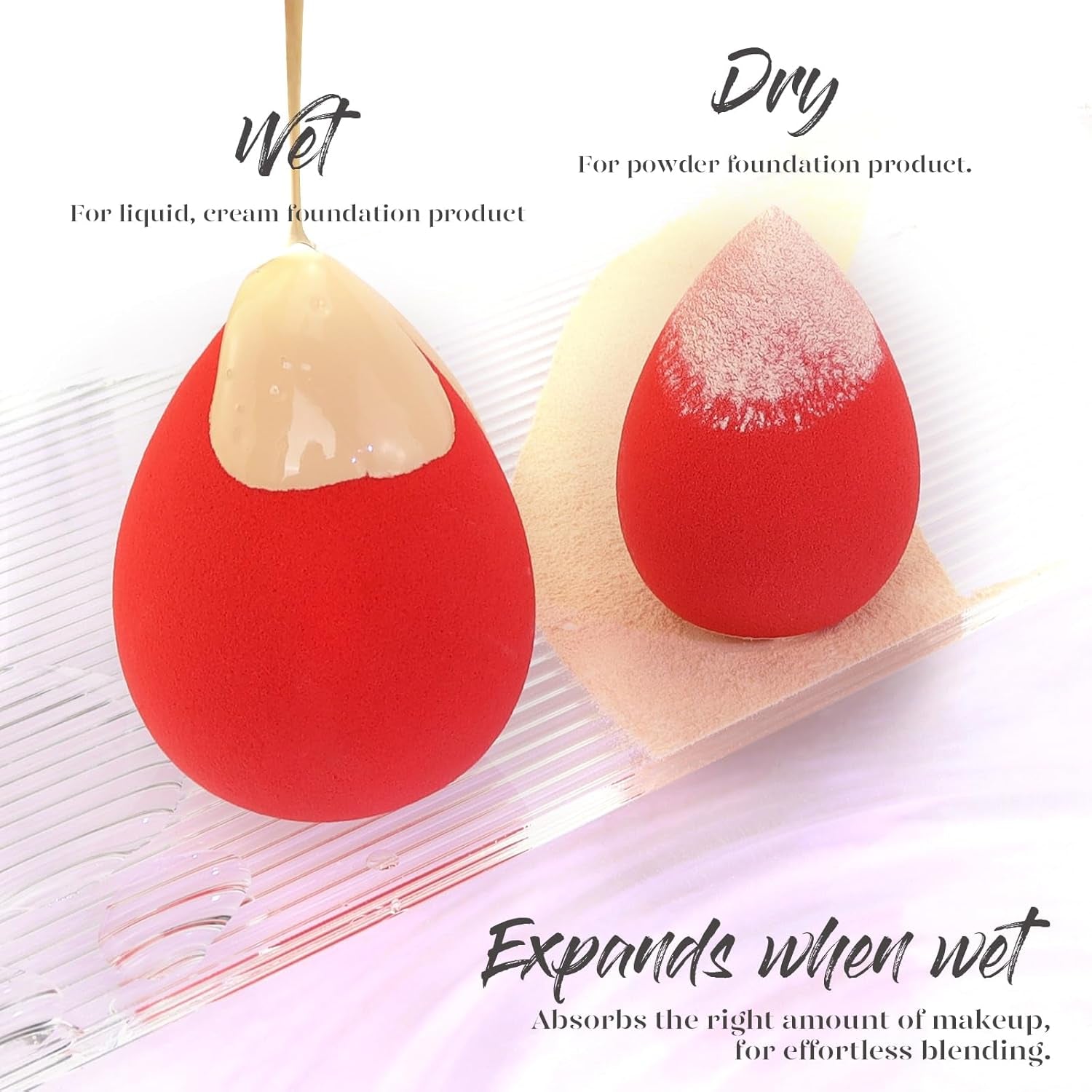 Makeup Sponge Set 5 Pack Micro Porous Low Absorption Soft Latex Free Foundation Beauty Sponges & Blenders for Powder Cream