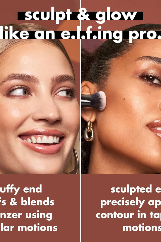 Liquid Bronzer & Contour Duo Brush, Silky Highly Pigmented Formula with Dual-Ended Makeup Brush, Synthetic Bristles, 100% Vegan and Cruelty-Free