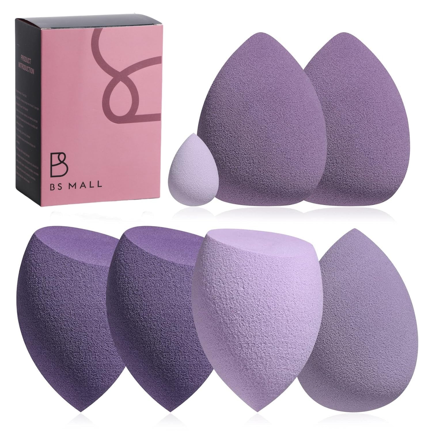 Makeup Sponge Set  with Storage Case 7 Pcs for Liquid, Cream, and Powder,Save Foundation with 1 Mini Makeup Sponge for Travel Daily Use (A-Pink）