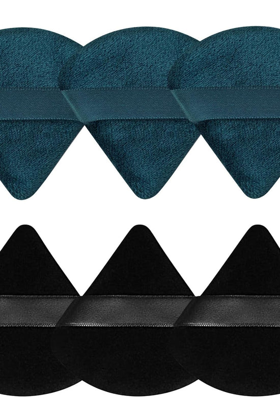 6 Pcs Powder Puff Face Soft Triangle Makeup Puff Velour Makeup Sponge Beauty Blender for Loose Powder (Black)