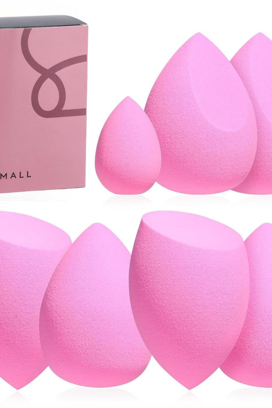 Makeup Sponge Set  with Storage Case 7 Pcs for Liquid, Cream, and Powder,Save Foundation with 1 Mini Makeup Sponge for Travel Daily Use (A-Pink）
