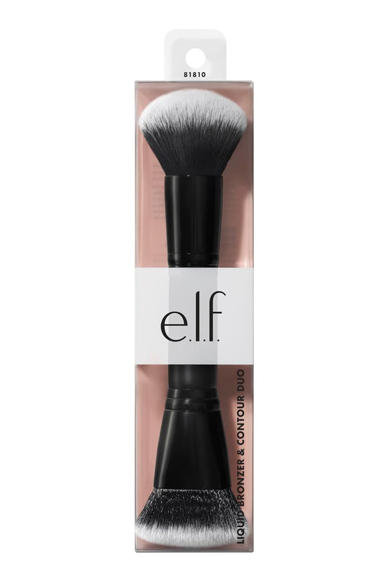 Liquid Bronzer & Contour Duo Brush, Silky Highly Pigmented Formula with Dual-Ended Makeup Brush, Synthetic Bristles, 100% Vegan and Cruelty-Free