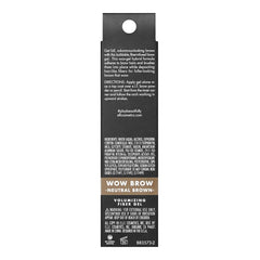 , Wow Brow Gel, Volumizing, Buildable, Wax-Gel Hybrid, Creates Full, Voluminous-Looking Brows, Locks Brow Hairs in Place, Neutral Brown, Fiber-Infused, 0.12 Oz