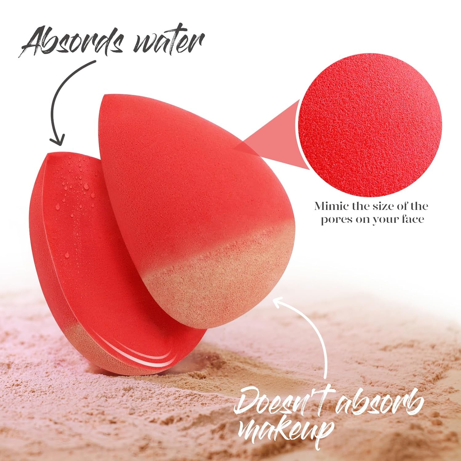 Makeup Sponge Set 5 Pack Micro Porous Low Absorption Soft Latex Free Foundation Beauty Sponges & Blenders for Powder Cream