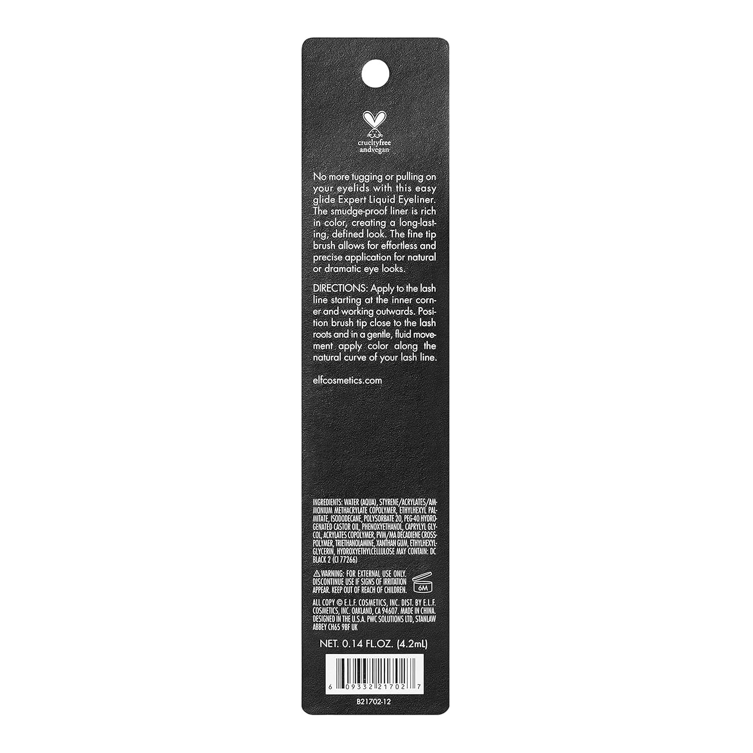 Liquid Eyeliner, High-Pigment Liquid Eyeliner with Extra-Fine Brush Tip, Easy Glide Smudge-Proof Formula, Jet Black