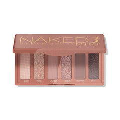 Naked 3 Mini Eyeshadow Palette - 6 Soft Pink Shadows, Matte & Shimmer Finishes, Ultra-Blendable Everyday Rosy Neutrals, Long-Lasting Wear, Travel Makeup with Mirror