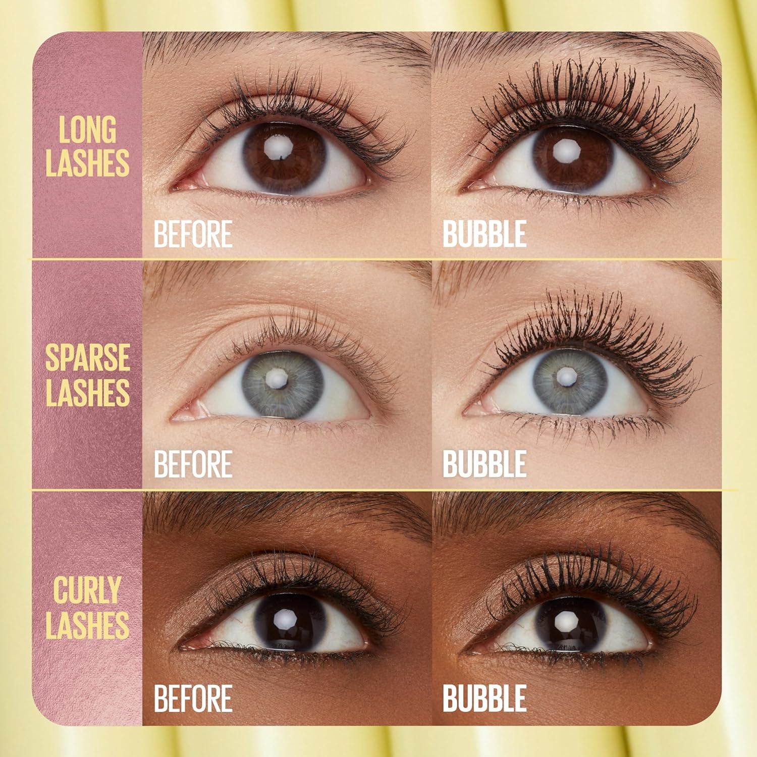 the Colossal Bubble Washable Mascara, Buildable Mascara Volume and Length Formula for Bold, Separated Lashes, Blackest Black, 1 Count