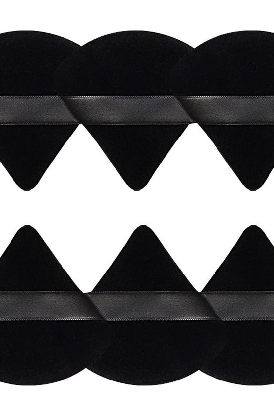 6 Pcs Powder Puff Face Soft Triangle Makeup Puff Velour Makeup Sponge Beauty Blender for Loose Powder (Black)