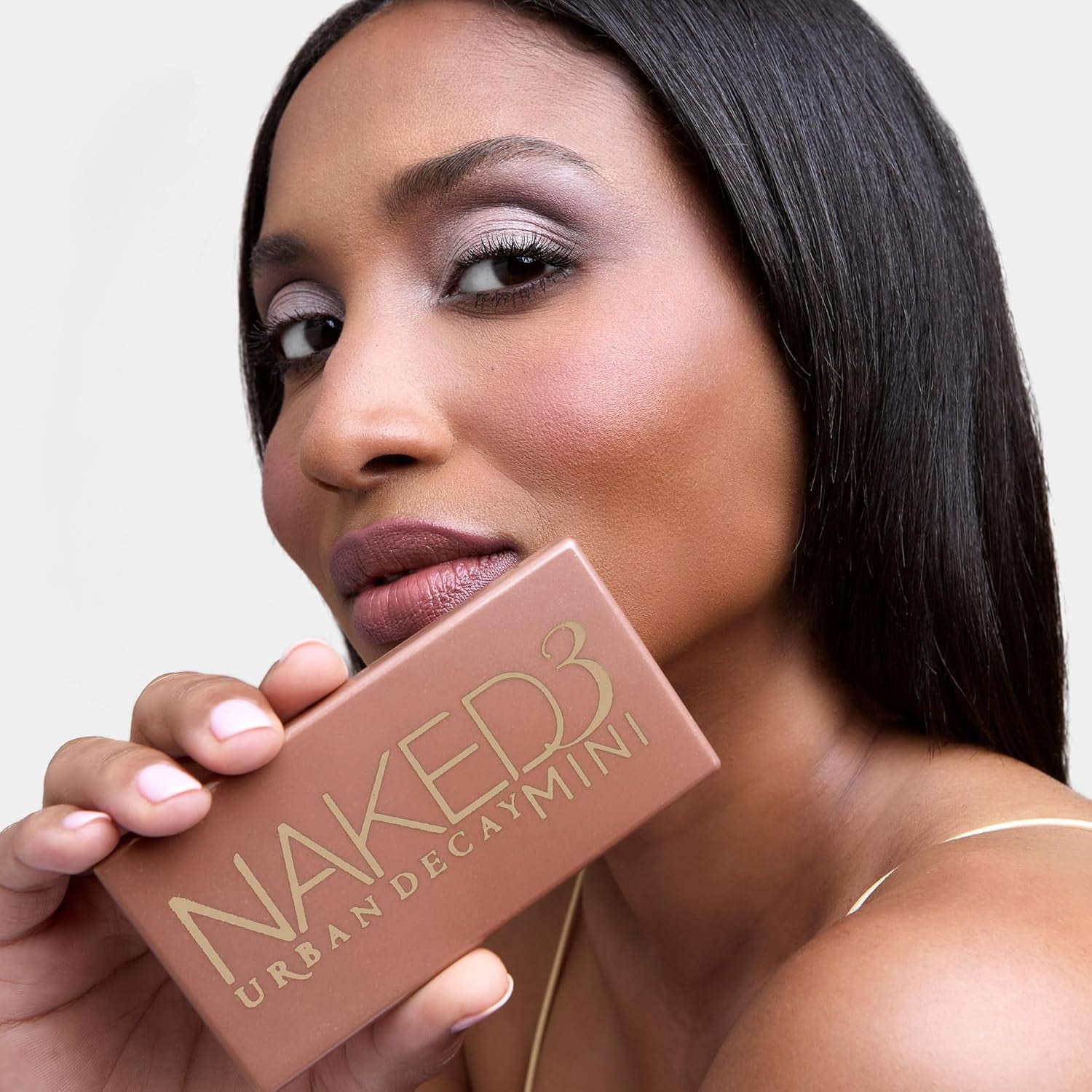 Naked 3 Mini Eyeshadow Palette - 6 Soft Pink Shadows, Matte & Shimmer Finishes, Ultra-Blendable Everyday Rosy Neutrals, Long-Lasting Wear, Travel Makeup with Mirror