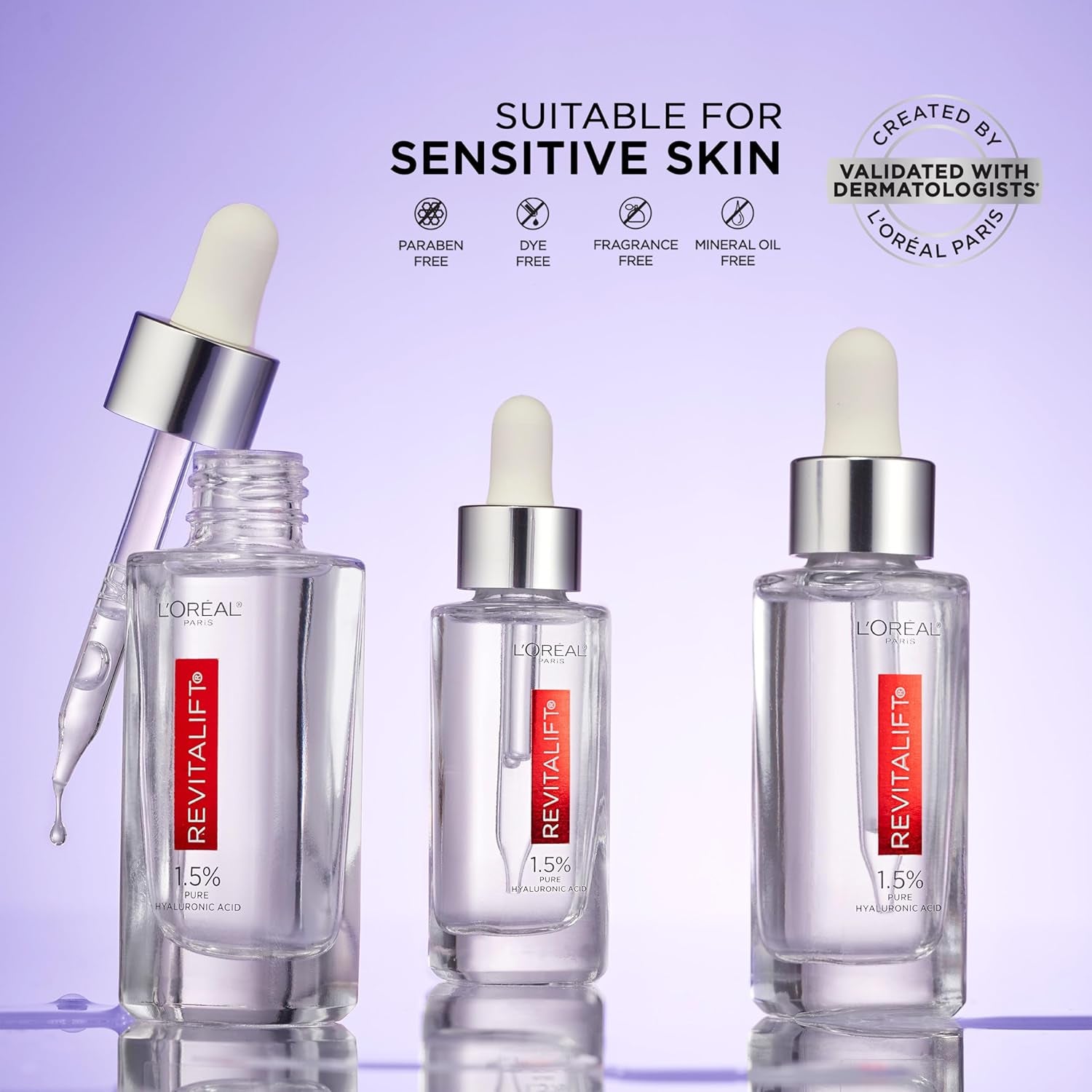 Revitalift 1.5% Pure Hyaluronic Acid Serum for Face, anti Aging Serum to Hydrate Skin & Reduce Wrinkles, Fragrance Free Skin Care for All Skin Types, 1 Oz