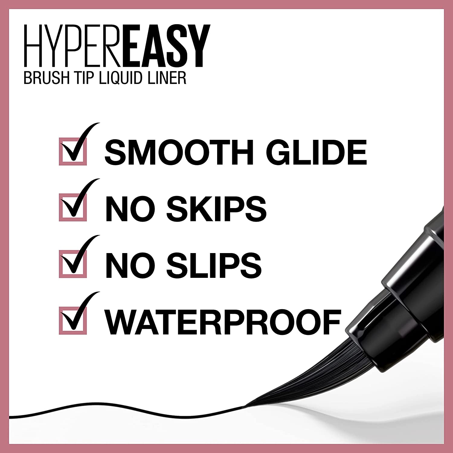 Hyper Easy Liquid Pen No-Skip Eyeliner, Satin Finish, Waterproof Formula, Pitch Black, 0.018 Fl Oz