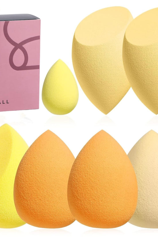 Makeup Sponge Set  with Storage Case 7 Pcs for Liquid, Cream, and Powder,Save Foundation with 1 Mini Makeup Sponge for Travel Daily Use (A-Pink）