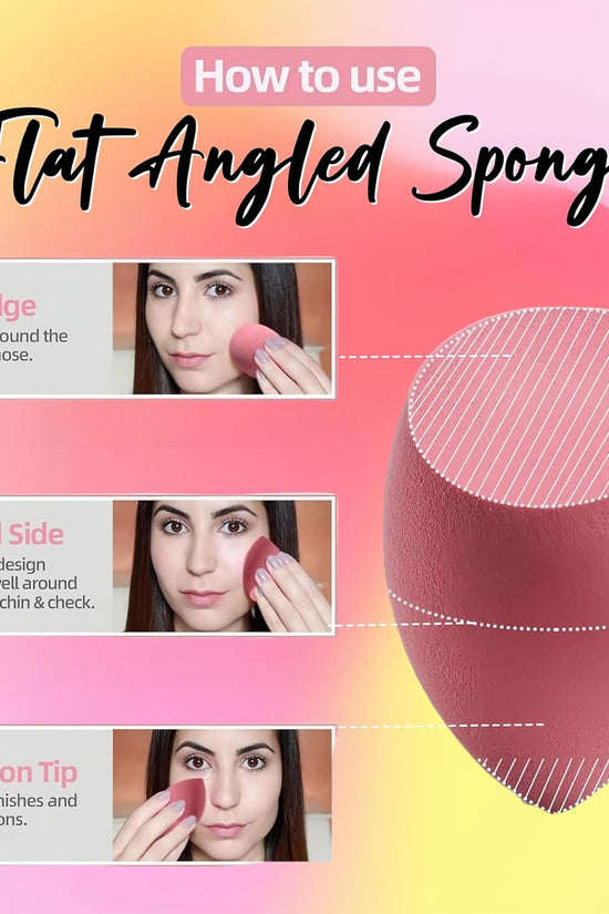 Makeup Sponge Set  with Storage Case 7 Pcs for Liquid, Cream, and Powder,Save Foundation with 1 Mini Makeup Sponge for Travel Daily Use (A-Pink）