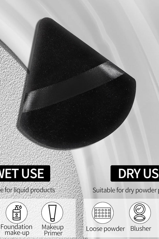 6 Pcs Powder Puff Face Soft Triangle Makeup Puff Velour Makeup Sponge Beauty Blender for Loose Powder (Black)