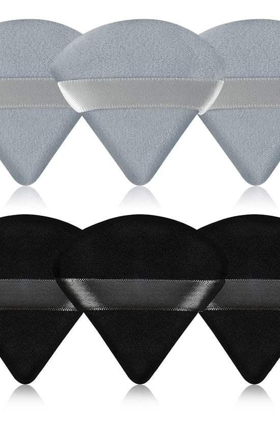 6 Pcs Powder Puff Face Soft Triangle Makeup Puff Velour Makeup Sponge Beauty Blender for Loose Powder (Black)