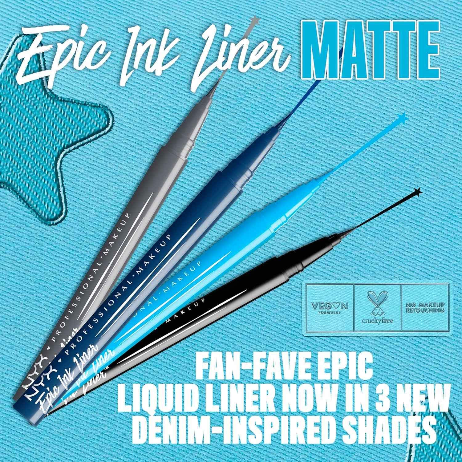 Epic Ink Liner, Waterproof Liquid Eyeliner - Black, Vegan Formula