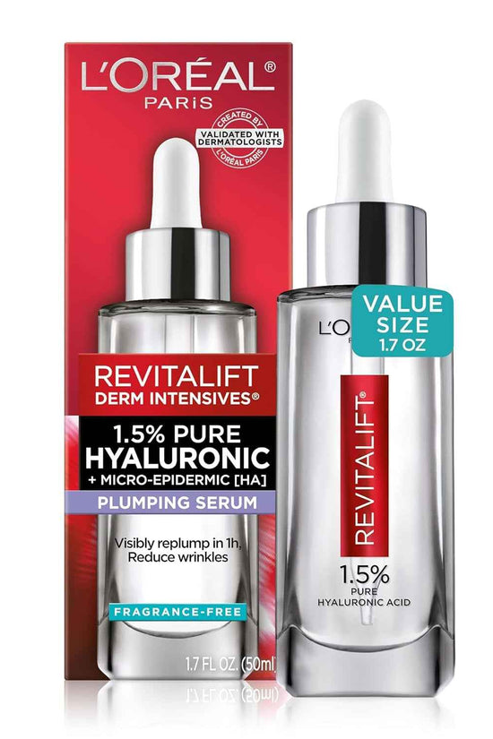 Revitalift 1.5% Pure Hyaluronic Acid Serum for Face, anti Aging Serum to Hydrate Skin & Reduce Wrinkles, Fragrance Free Skin Care for All Skin Types, 1 Oz