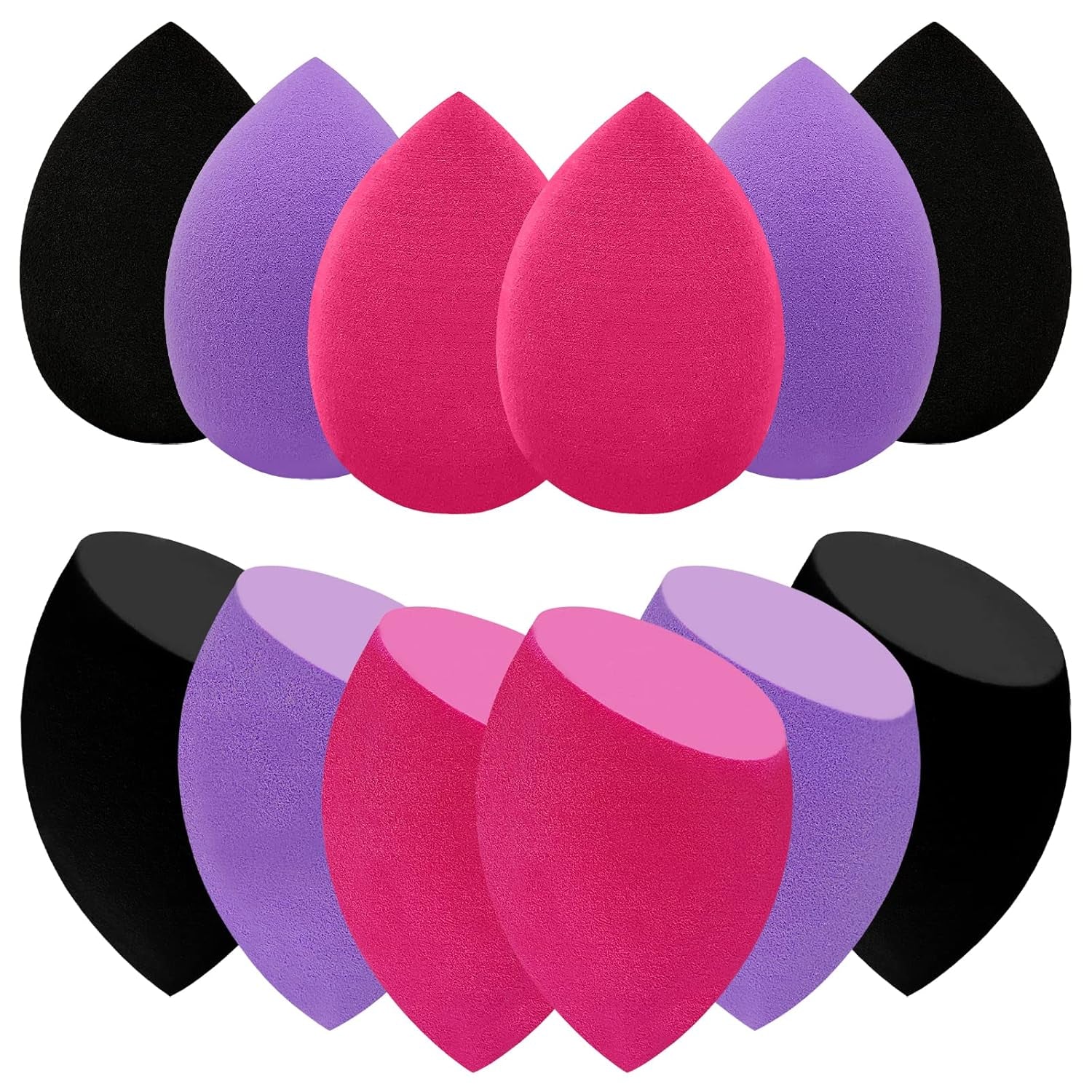 12 Pieces Professional Makeup Sponge Set,Latex Free Flawless Soft Setting Face Puffs,Multicolor Beauty Sponge Blender Cosmetic Applicator for Powder,Liquid,Facial Makeup Tools