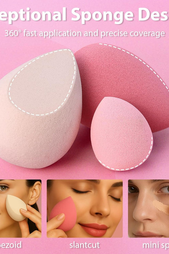Makeup Sponge Set  Blender Sponges 7 Pcs for Liquid, Cream, and Powder, Latex Free, Multi Colored Beauty Sponges with 1 Mini Sponge, Vegan & Cruelty-Free