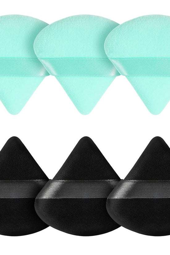 6 Pcs Powder Puff Face Soft Triangle Makeup Puff Velour Makeup Sponge Beauty Blender for Loose Powder (Black)