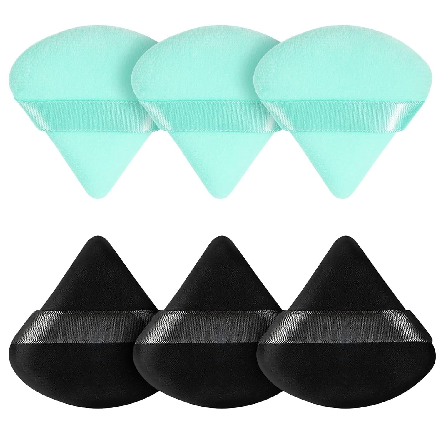 6 Pcs Powder Puff Face Soft Triangle Makeup Puff Velour Makeup Sponge Beauty Blender for Loose Powder (Black)