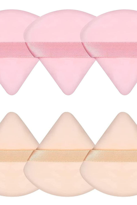 6 Pcs Powder Puff Face Soft Triangle Makeup Puff Velour Makeup Sponge Beauty Blender for Loose Powder (Black)