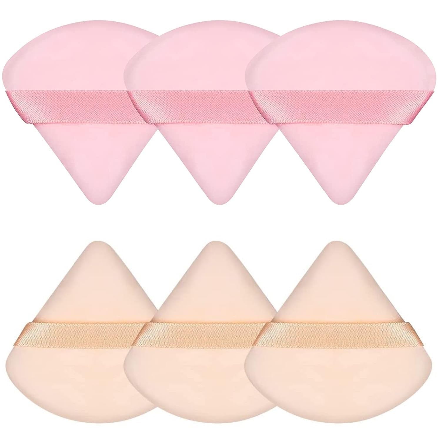 6 Pcs Powder Puff Face Soft Triangle Makeup Puff Velour Makeup Sponge Beauty Blender for Loose Powder (Black)
