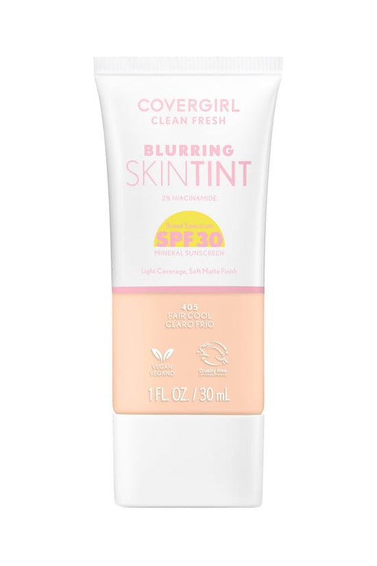 Clean Fresh Blurring Skin Tint with SPF 30, 430 Medium Neutral, Liquid Foundation, Soft Matte Finish, Smooths, Brightens, Blurs Pores, Mineral Sunscreen, Vegan Formula