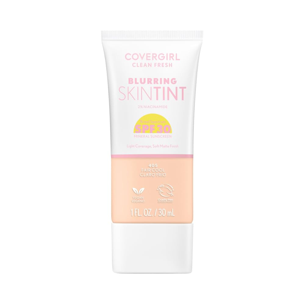 Clean Fresh Blurring Skin Tint with SPF 30, 430 Medium Neutral, Liquid Foundation, Soft Matte Finish, Smooths, Brightens, Blurs Pores, Mineral Sunscreen, Vegan Formula