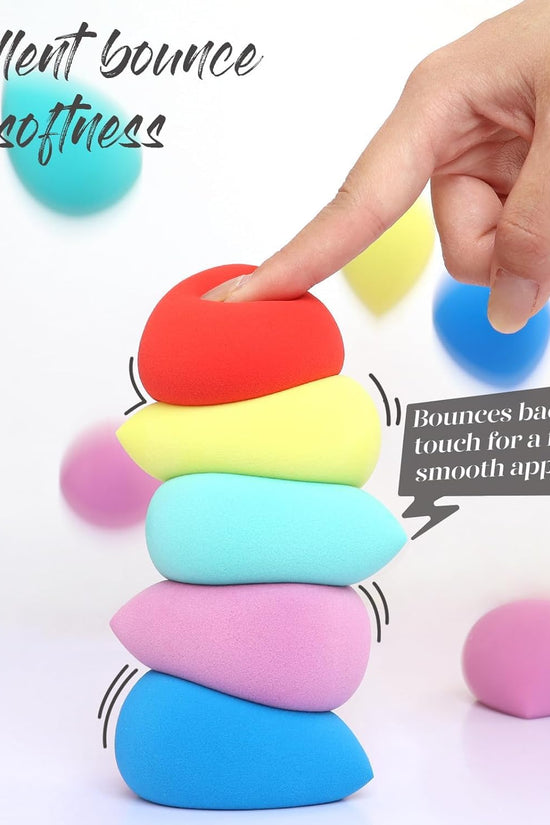 Makeup Sponge Set 5 Pack Micro Porous Low Absorption Soft Latex Free Foundation Beauty Sponges & Blenders for Powder Cream