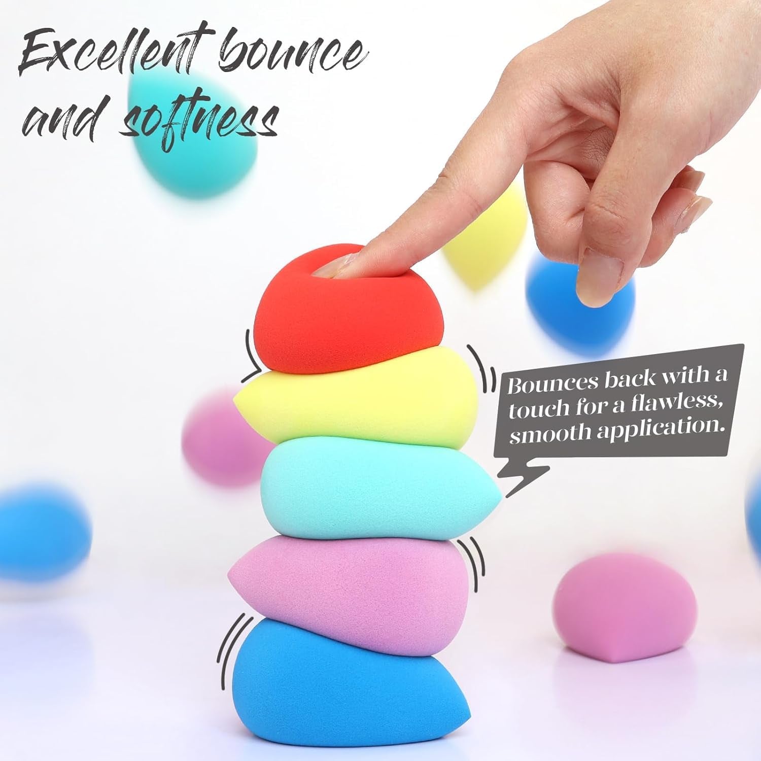 Makeup Sponge Set 5 Pack Micro Porous Low Absorption Soft Latex Free Foundation Beauty Sponges & Blenders for Powder Cream