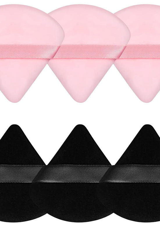 6 Pcs Powder Puff Face Soft Triangle Makeup Puff Velour Makeup Sponge Beauty Blender for Loose Powder (Black)