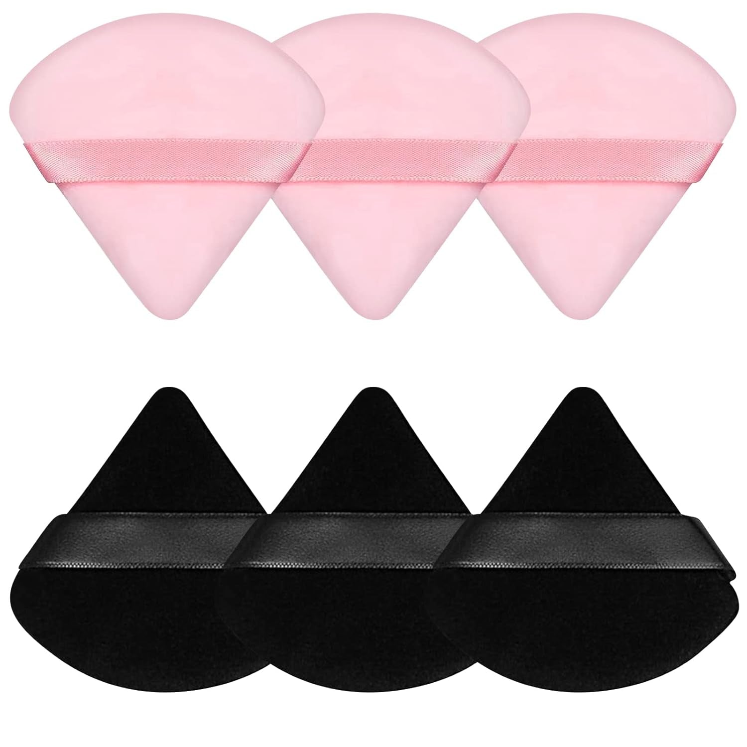6 Pcs Powder Puff Face Soft Triangle Makeup Puff Velour Makeup Sponge Beauty Blender for Loose Powder (Black)