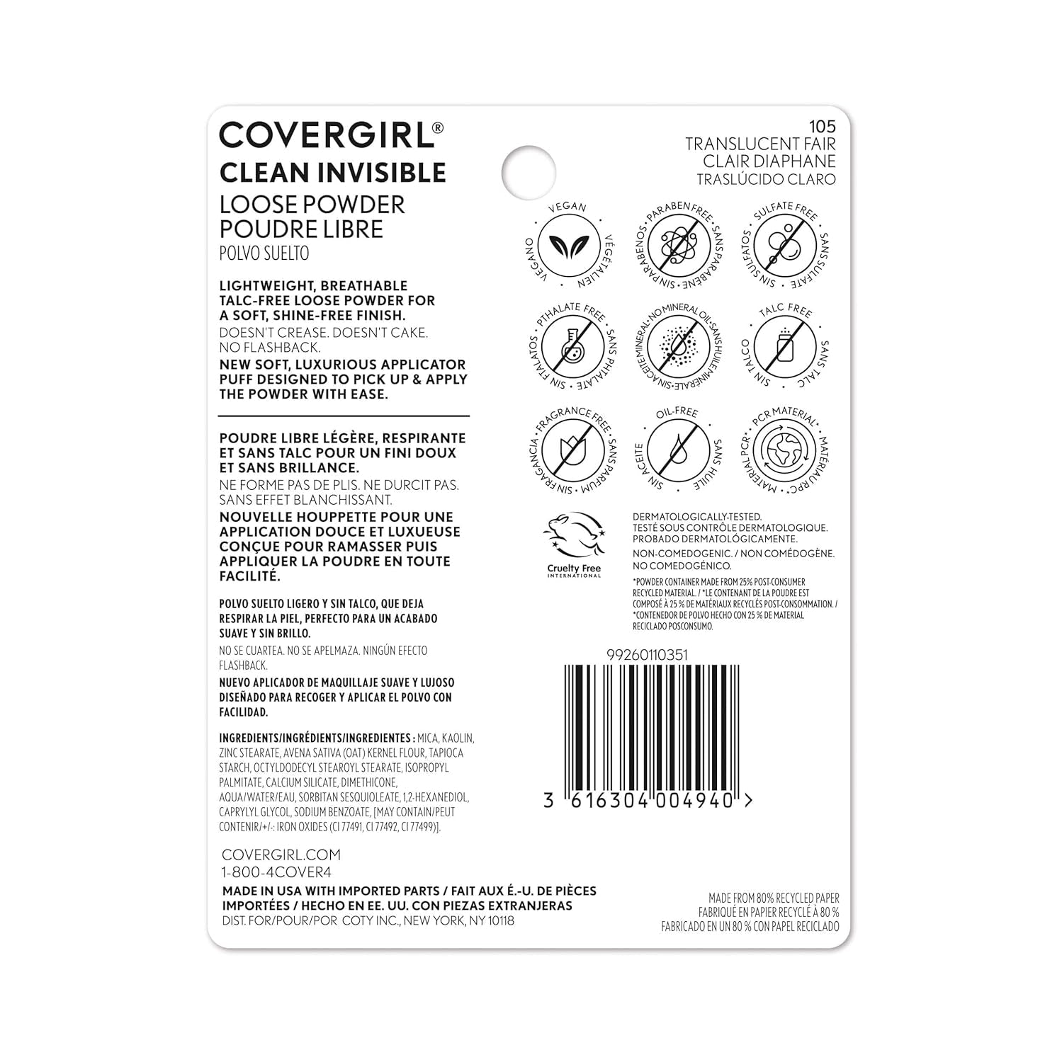 Clean Invisible Loose Powder Translucent Fair