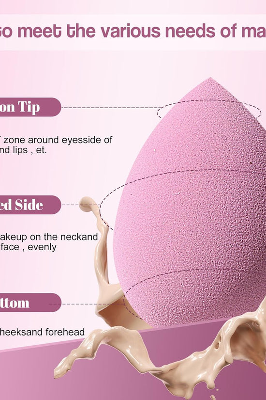 Makeup Sponge Set  Triangle Puff 14 Pcs for Liquid, Cream, and Powder, Multi-Colored Makeup Sponges and Mini Sponge with Case (A-Purple)