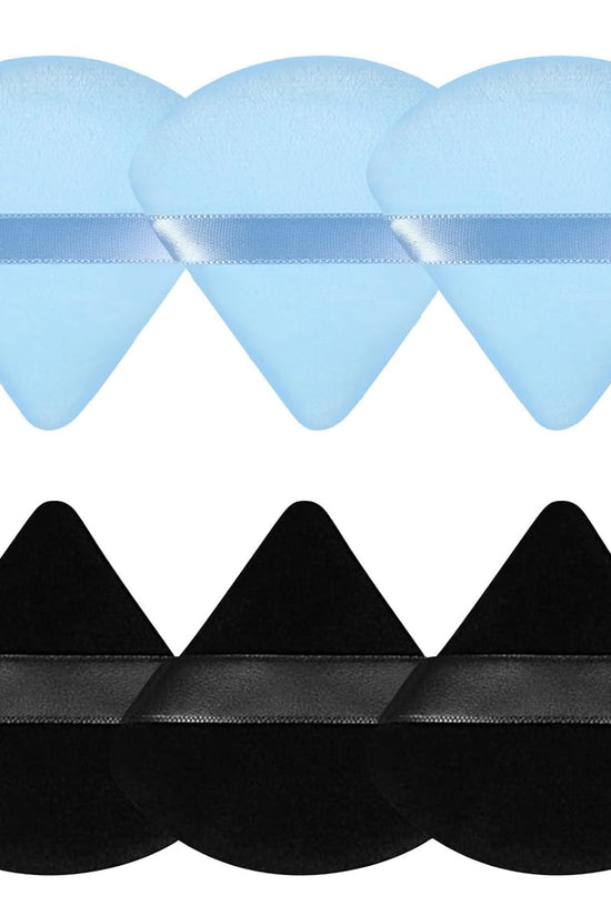 6 Pcs Powder Puff Face Soft Triangle Makeup Puff Velour Makeup Sponge Beauty Blender for Loose Powder (Black)