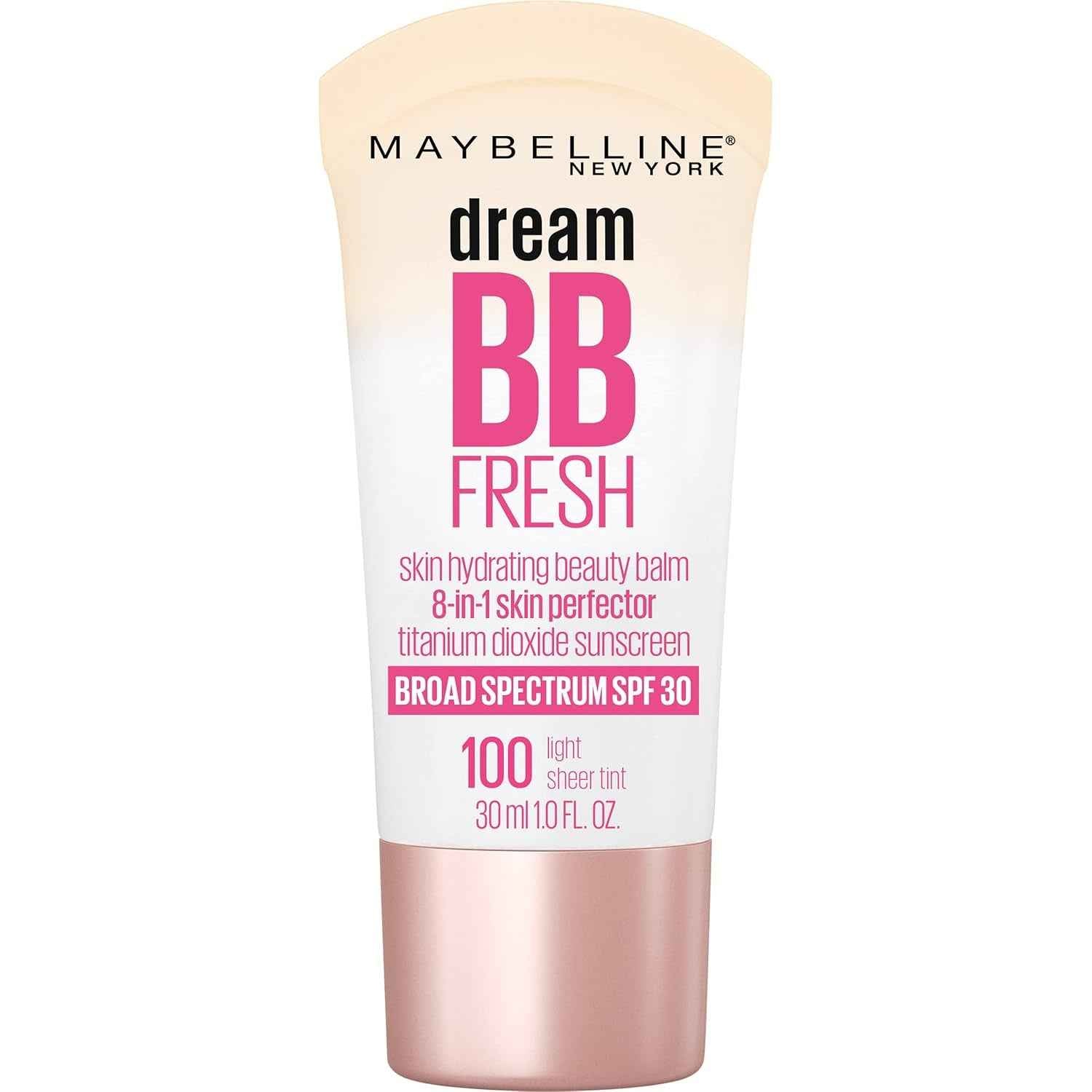 Dream Fresh Skin Hydrating BB Cream, 8-In-1 Skin Perfecting Beauty Balm with Broad Spectrum SPF 30, Sheer Tint Coverage, Oil-Free, Light/Medium, 1 Fl Oz