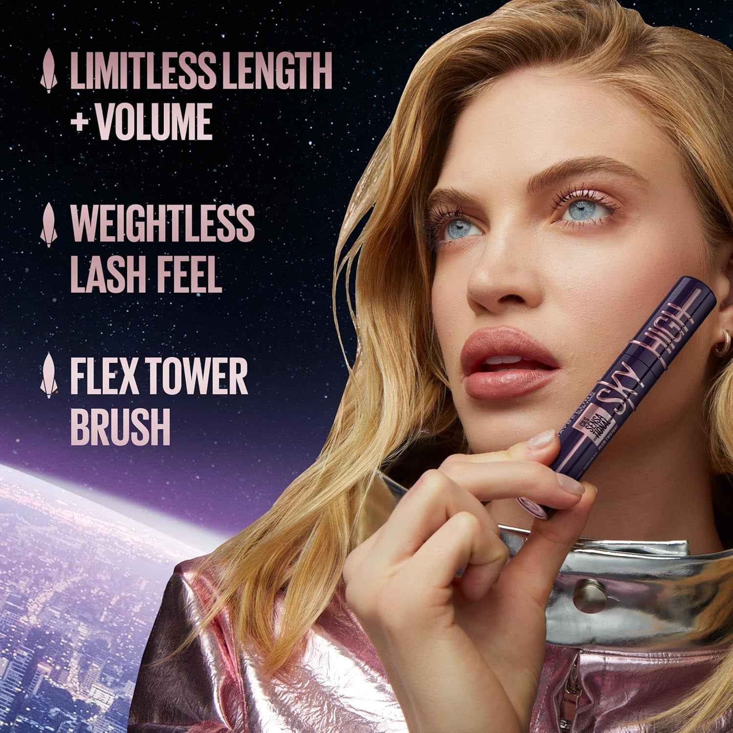 Lash Sensational Sky High Waterproof Mascara Makeup, Volumizing, Lengthening, Defining, Curling, Multiplying, Buildable Formula, Very Black, 1 Count
