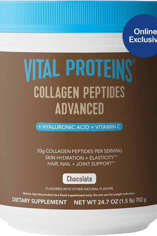 Collagen Peptides Powder Advanced with Hyaluronic Acid & Vitamin C - 20Oz Collagen Protein, Unflavored, 27 Servings